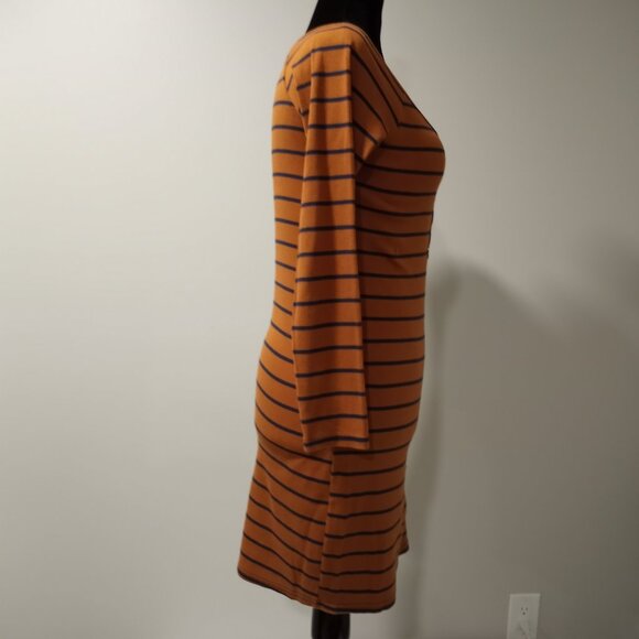 RUE 21 BROWN|BLUE STRIPED JERSEY DRESS WITH GOLD BUTTONS WOMEN SIZE XL - Picture 9 of 9